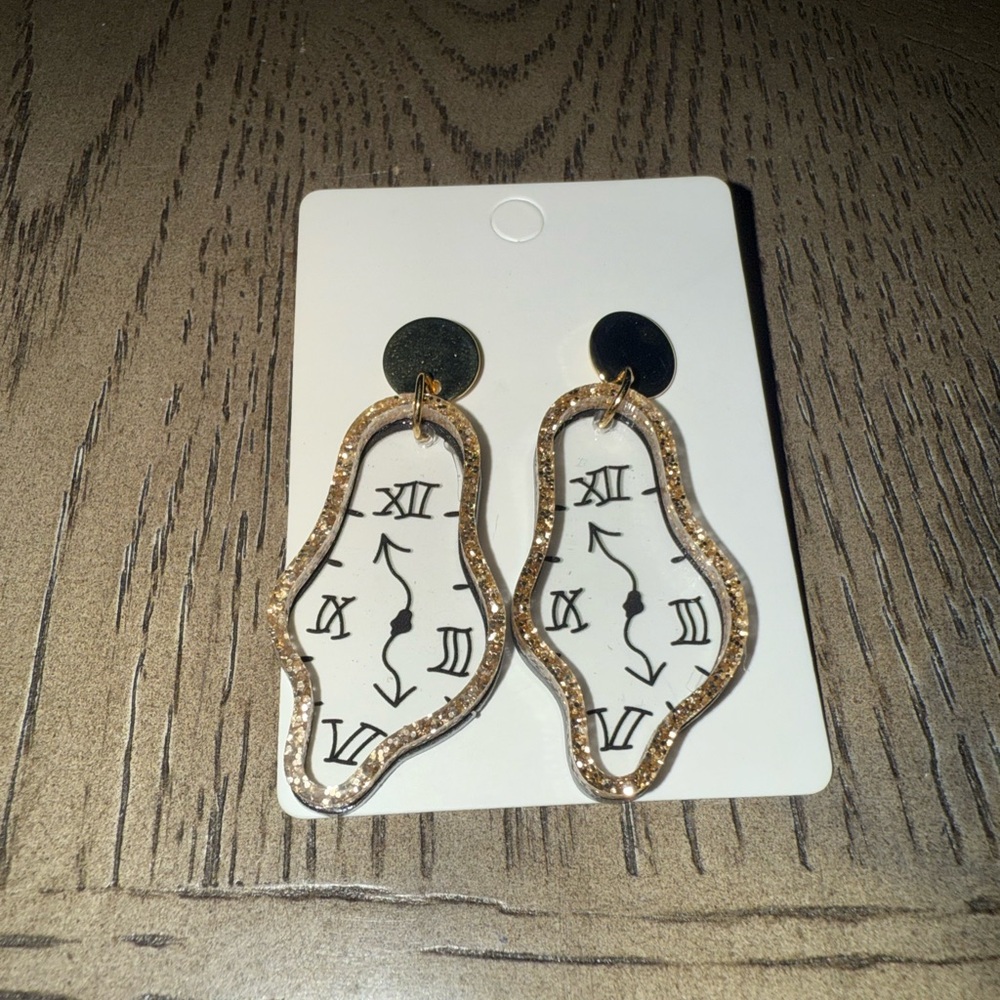 Gold and Black Roman Numeral Earrings